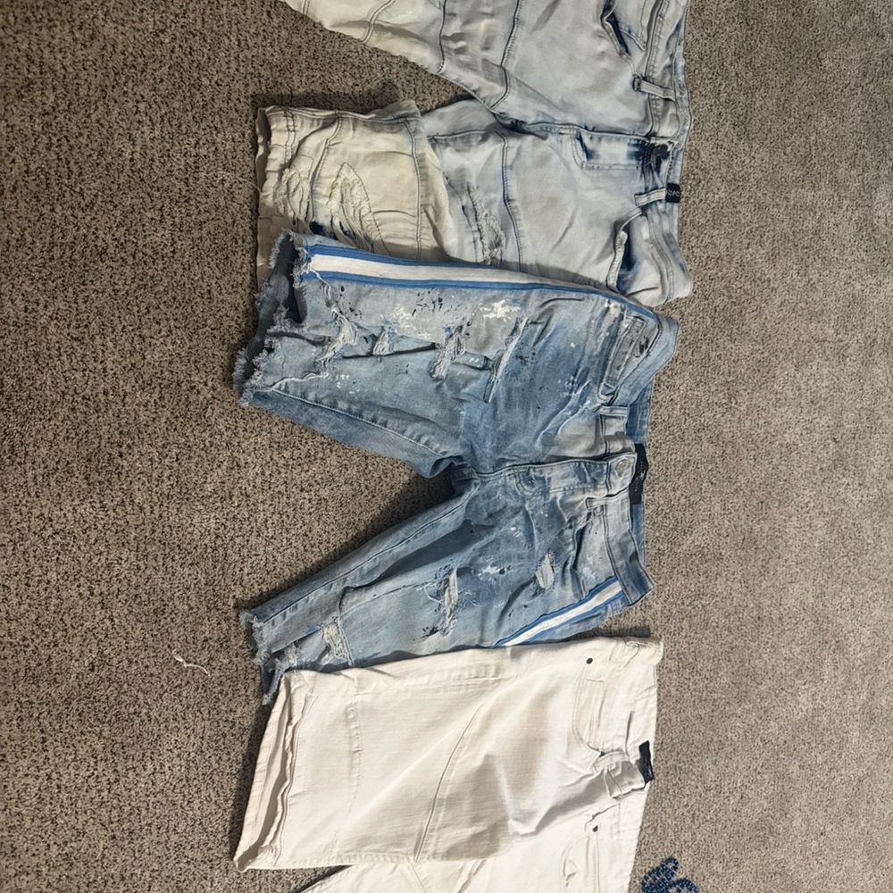 Jordan Craig Blue and Cream Distressed Shorts